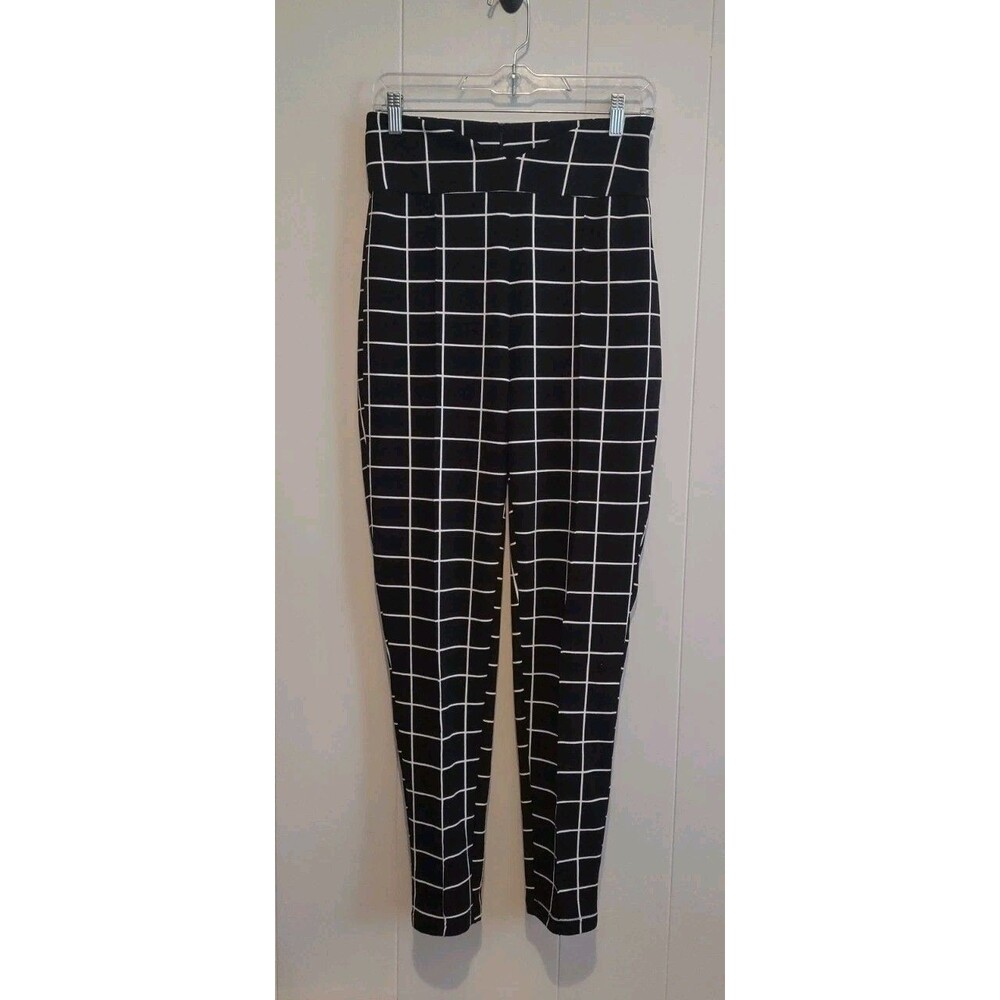 Shein | Black & White Square Pattern High Waist Dress Pants Size 6